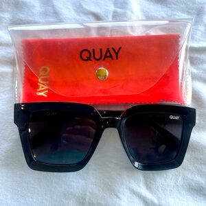 QUAY sunglasses. Style: Fool’s Gold. Black with gold on top.